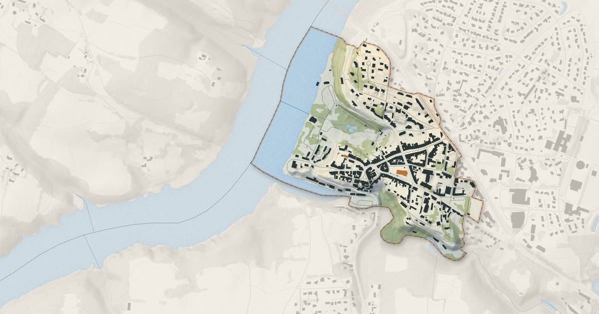 Portrait cartographique de La Roche-Bernard : relief, eau, forêts, bâti et voies, calculés à partir des données de l'IGN