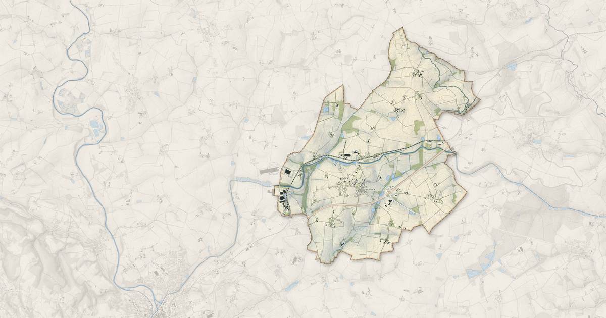 Portrait cartographique de Saint-Gérand-Croixanvec : relief, eau, forêts, bâti et voies, calculés à partir des données de l'IGN