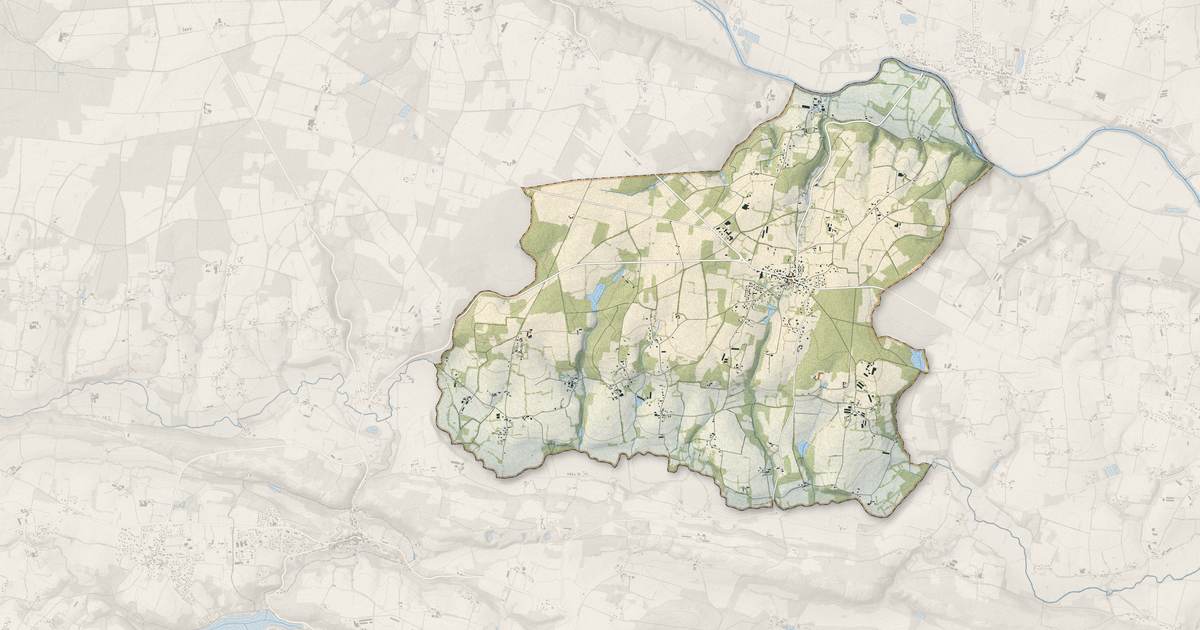 Portrait cartographique de Saint-Gravé : relief, eau, forêts, bâti et voies, calculés à partir des données de l'IGN