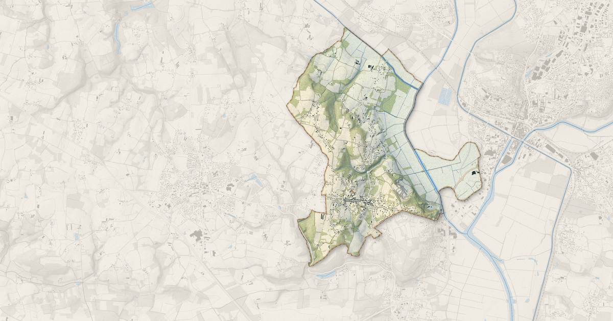Portrait cartographique de Saint-Jean-la-Poterie : relief, eau, forêts, bâti et voies, calculés à partir des données de l'IGN