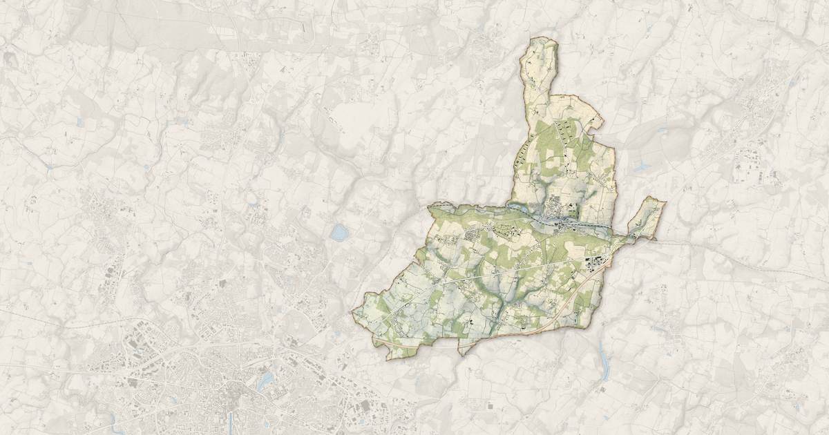Portrait cartographique de Saint-Nolff : relief, eau, forêts, bâti et voies, calculés à partir des données de l'IGN