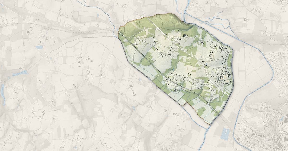 Portrait cartographique de Saint-Perreux : relief, eau, forêts, bâti et voies, calculés à partir des données de l'IGN