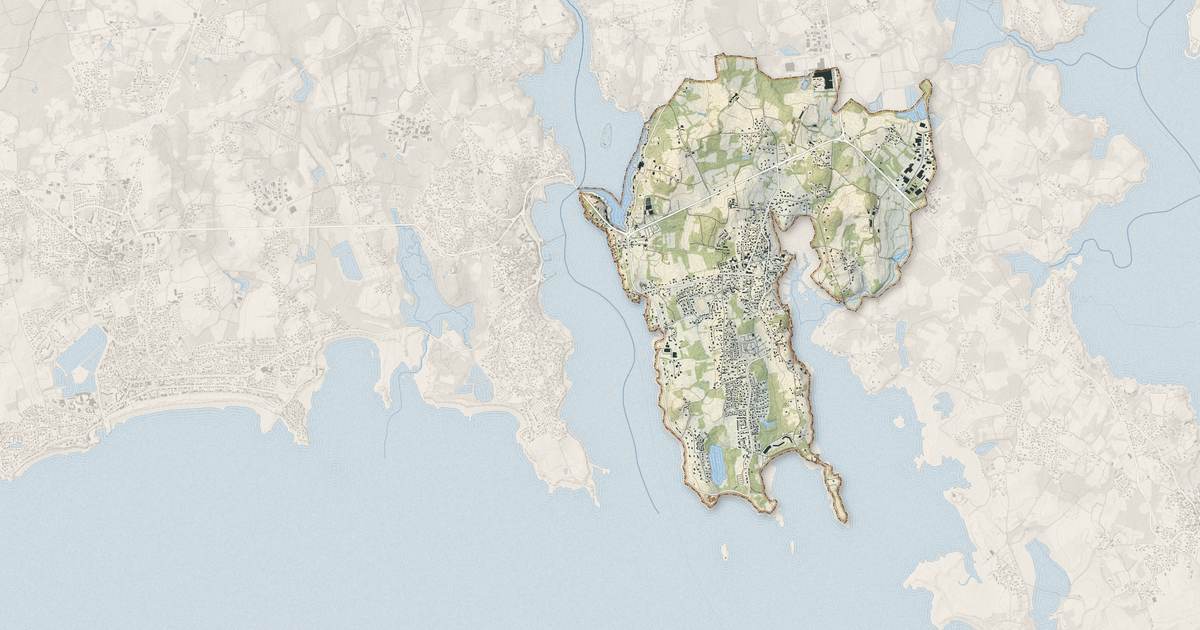 Portrait cartographique de Saint-Philibert : relief, eau, forêts, bâti et voies, calculés à partir des données de l'IGN