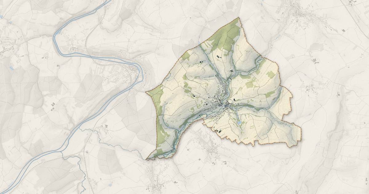 Portrait cartographique de Achen : relief, eau, forêts, bâti et voies, calculés à partir des données de l'IGN