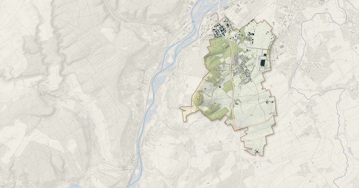 Portrait cartographique de Augny : relief, eau, forêts, bâti et voies, calculés à partir des données de l'IGN