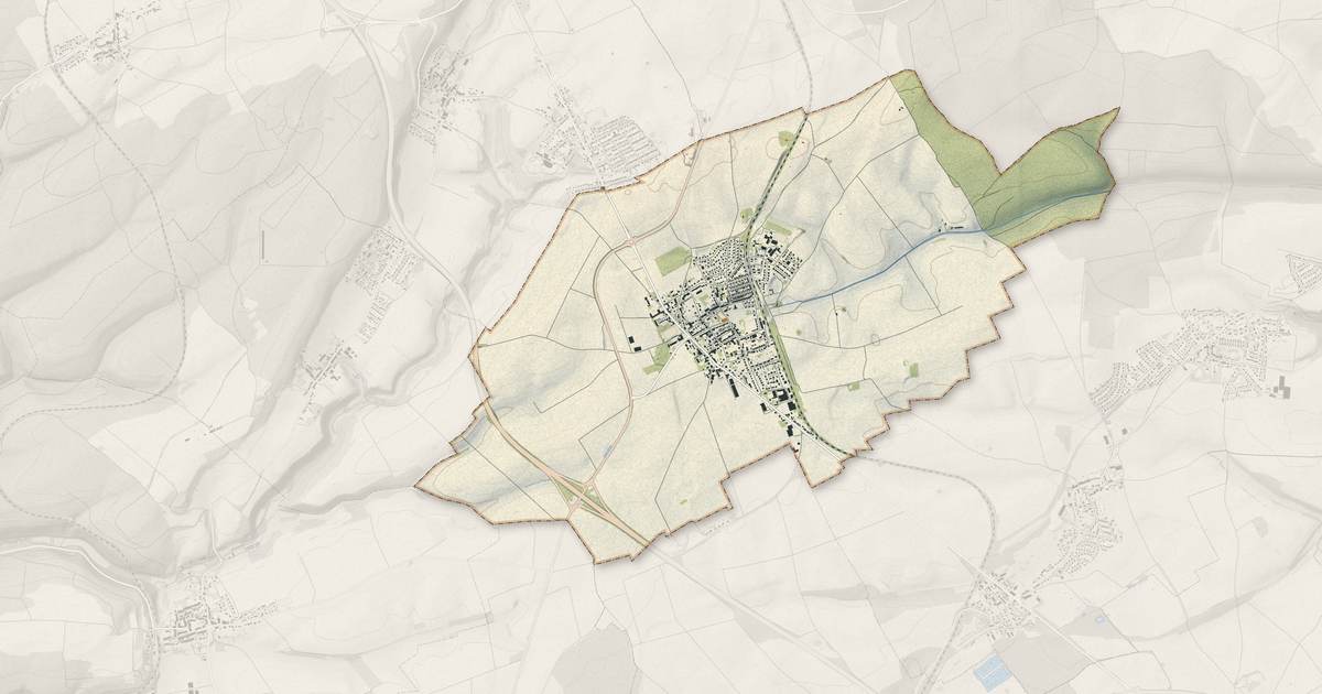 Portrait cartographique de Aumetz : relief, eau, forêts, bâti et voies, calculés à partir des données de l'IGN