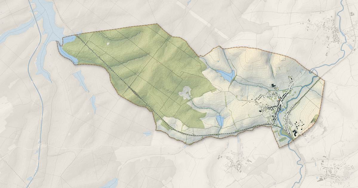 Portrait cartographique de Berthelming : relief, eau, forêts, bâti et voies, calculés à partir des données de l'IGN