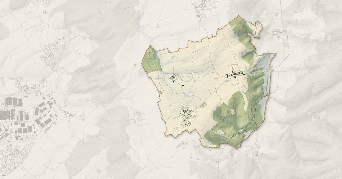 Portrait cartographique de Bettelainville : relief, eau, forêts, bâti et voies, calculés à partir des données de l'IGN