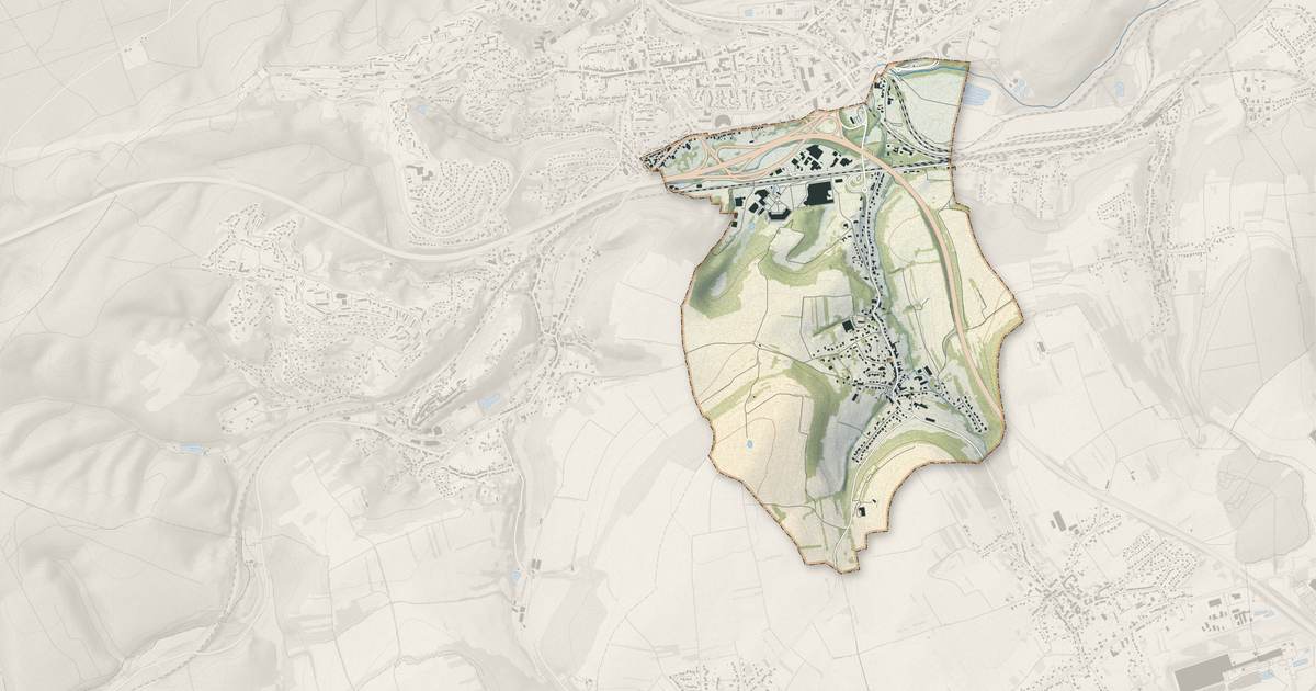 Portrait cartographique de Betting : relief, eau, forêts, bâti et voies, calculés à partir des données de l'IGN