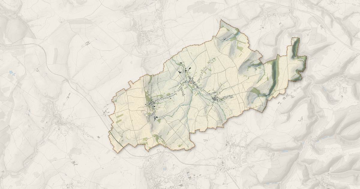 Portrait cartographique de Bettviller : relief, eau, forêts, bâti et voies, calculés à partir des données de l'IGN