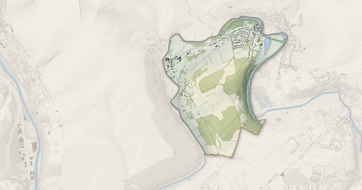 Portrait cartographique de Blies-Guersviller : relief, eau, forêts, bâti et voies, calculés à partir des données de l'IGN