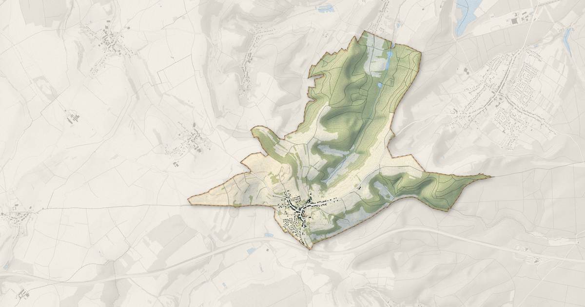 Portrait cartographique de Boucheporn : relief, eau, forêts, bâti et voies, calculés à partir des données de l'IGN