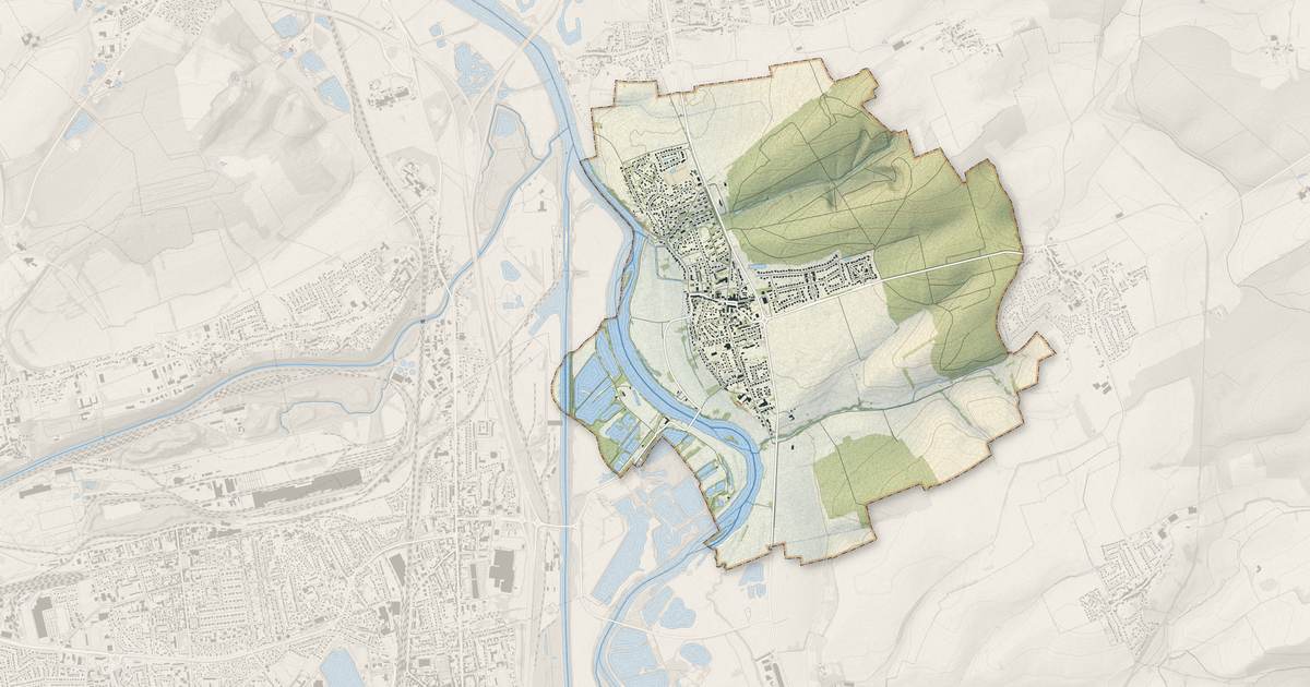Portrait cartographique de Bousse : relief, eau, forêts, bâti et voies, calculés à partir des données de l'IGN
