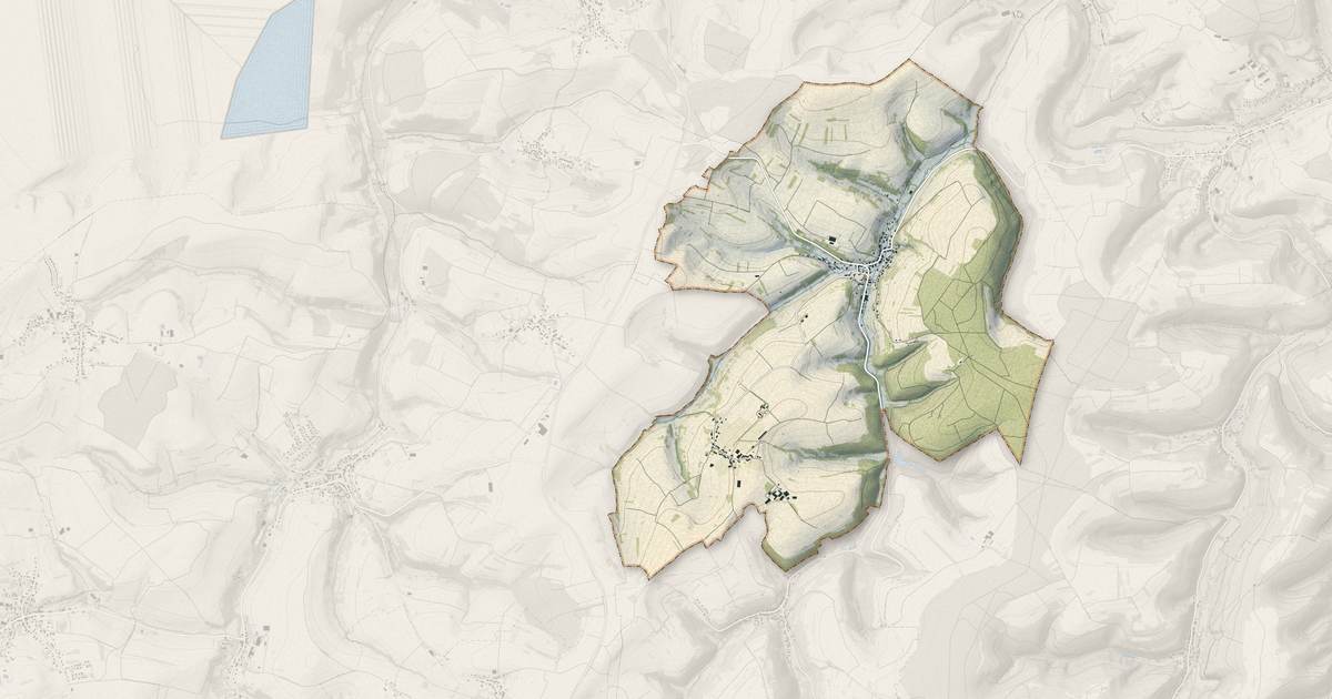 Portrait cartographique de Breidenbach : relief, eau, forêts, bâti et voies, calculés à partir des données de l'IGN