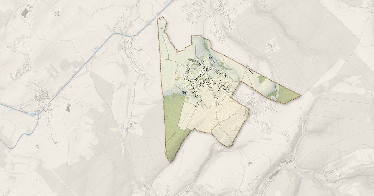 Portrait cartographique de Brouderdorff : relief, eau, forêts, bâti et voies, calculés à partir des données de l'IGN