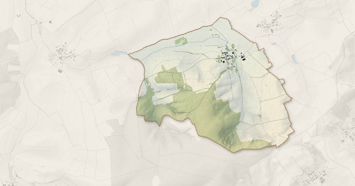 Portrait cartographique de Château-Bréhain : relief, eau, forêts, bâti et voies, calculés à partir des données de l'IGN
