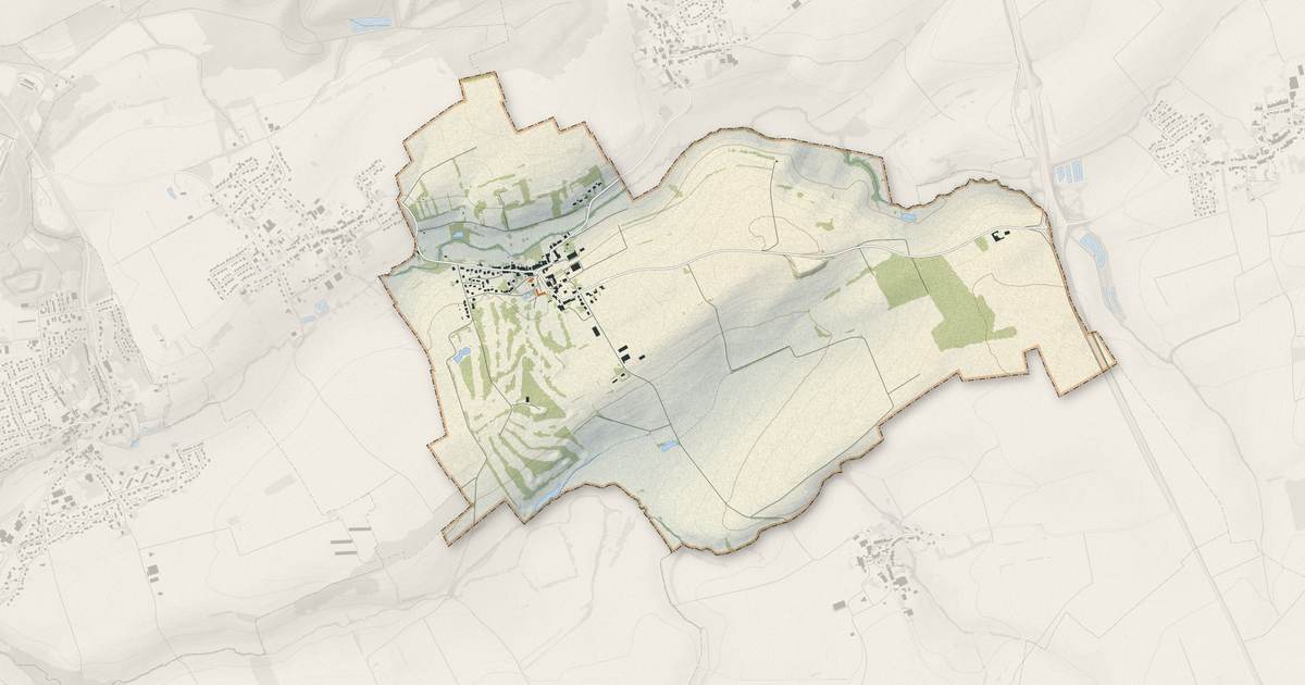 Portrait cartographique de Chérisey : relief, eau, forêts, bâti et voies, calculés à partir des données de l'IGN