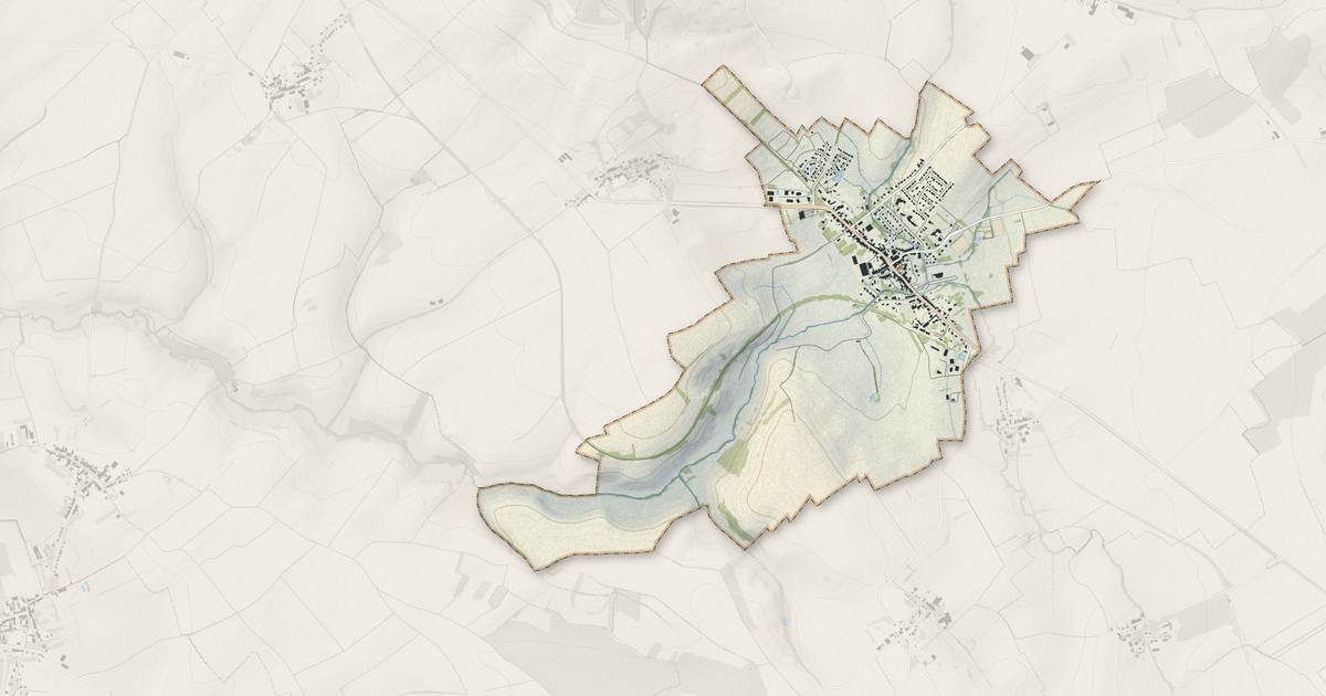 Portrait cartographique de Delme : relief, eau, forêts, bâti et voies, calculés à partir des données de l'IGN