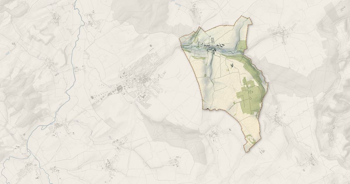 Portrait cartographique de Denting : relief, eau, forêts, bâti et voies, calculés à partir des données de l'IGN