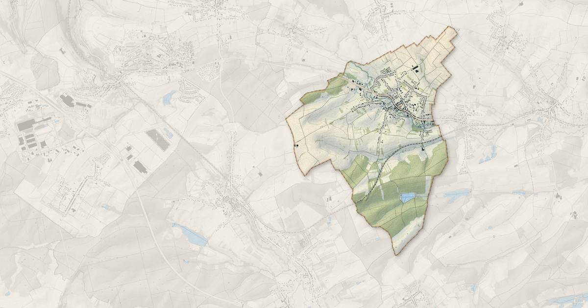 Portrait cartographique de Diebling : relief, eau, forêts, bâti et voies, calculés à partir des données de l'IGN