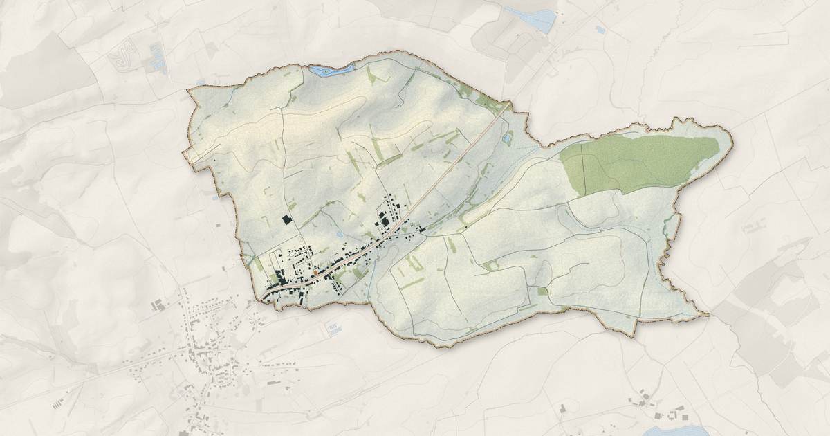 Portrait cartographique de Diffembach-lès-Hellimer : relief, eau, forêts, bâti et voies, calculés à partir des données de l'IGN