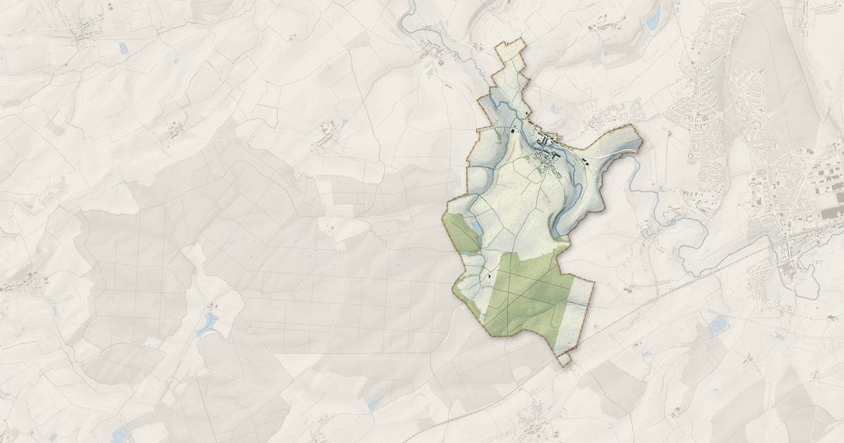 Portrait cartographique de Elvange : relief, eau, forêts, bâti et voies, calculés à partir des données de l'IGN