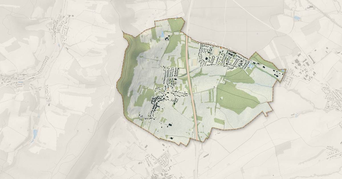 Portrait cartographique de Entrange : relief, eau, forêts, bâti et voies, calculés à partir des données de l'IGN