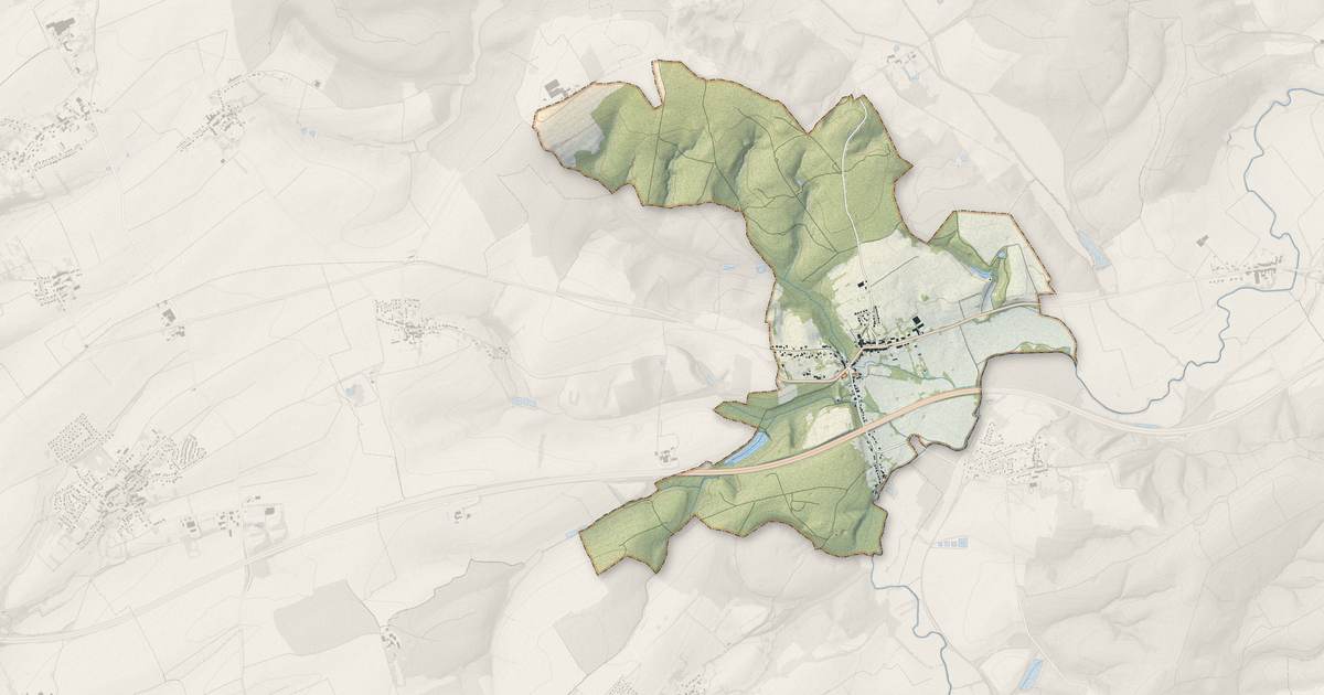 Portrait cartographique de Les Étangs : relief, eau, forêts, bâti et voies, calculés à partir des données de l'IGN