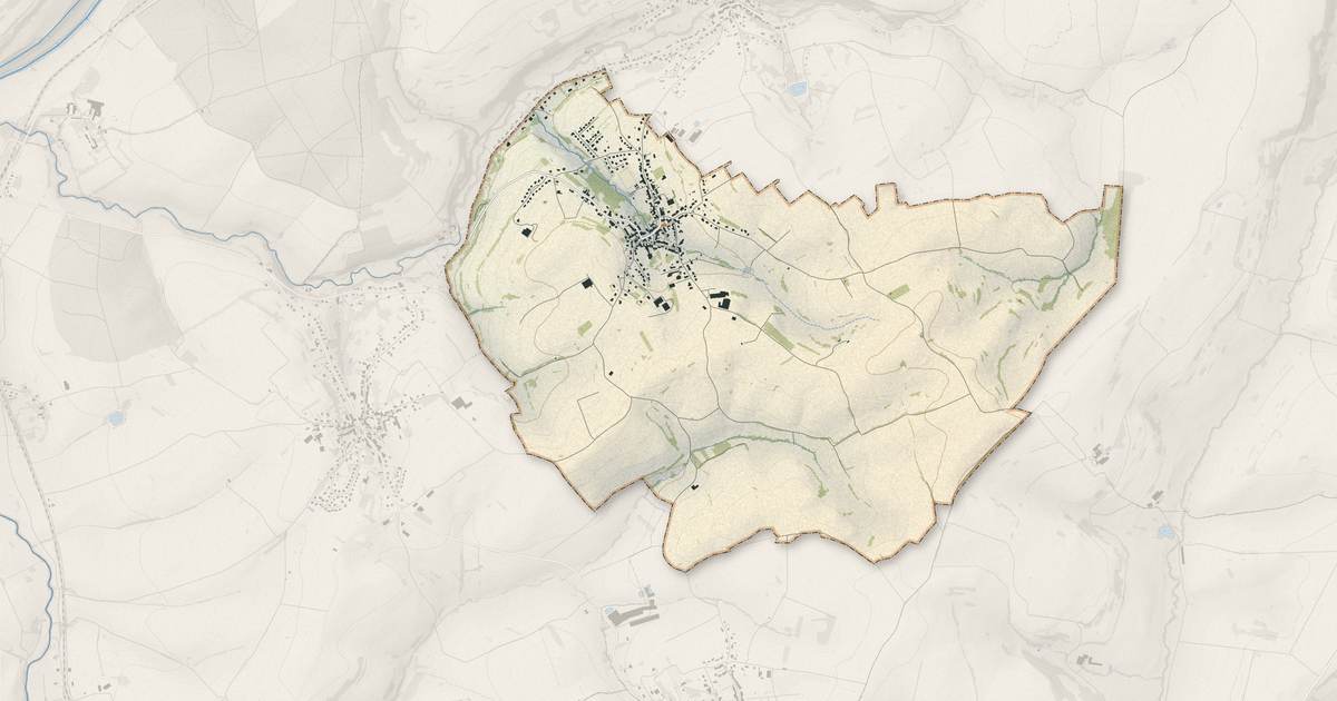 Portrait cartographique de Etting : relief, eau, forêts, bâti et voies, calculés à partir des données de l'IGN