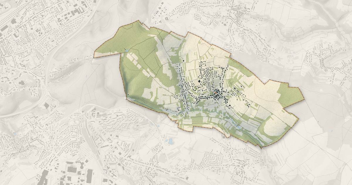 Portrait cartographique de Etzling : relief, eau, forêts, bâti et voies, calculés à partir des données de l'IGN