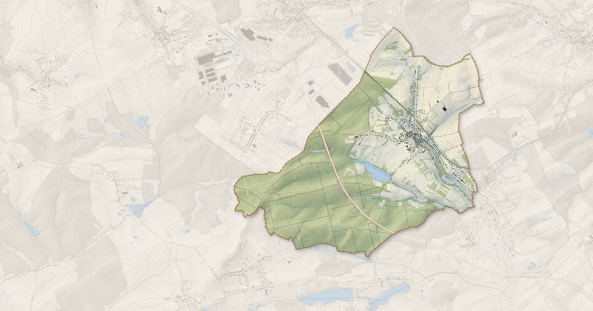 Portrait cartographique de Farschviller : relief, eau, forêts, bâti et voies, calculés à partir des données de l'IGN