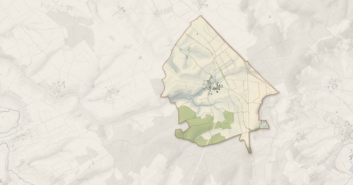Portrait cartographique de Fresnes-en-Saulnois : relief, eau, forêts, bâti et voies, calculés à partir des données de l'IGN