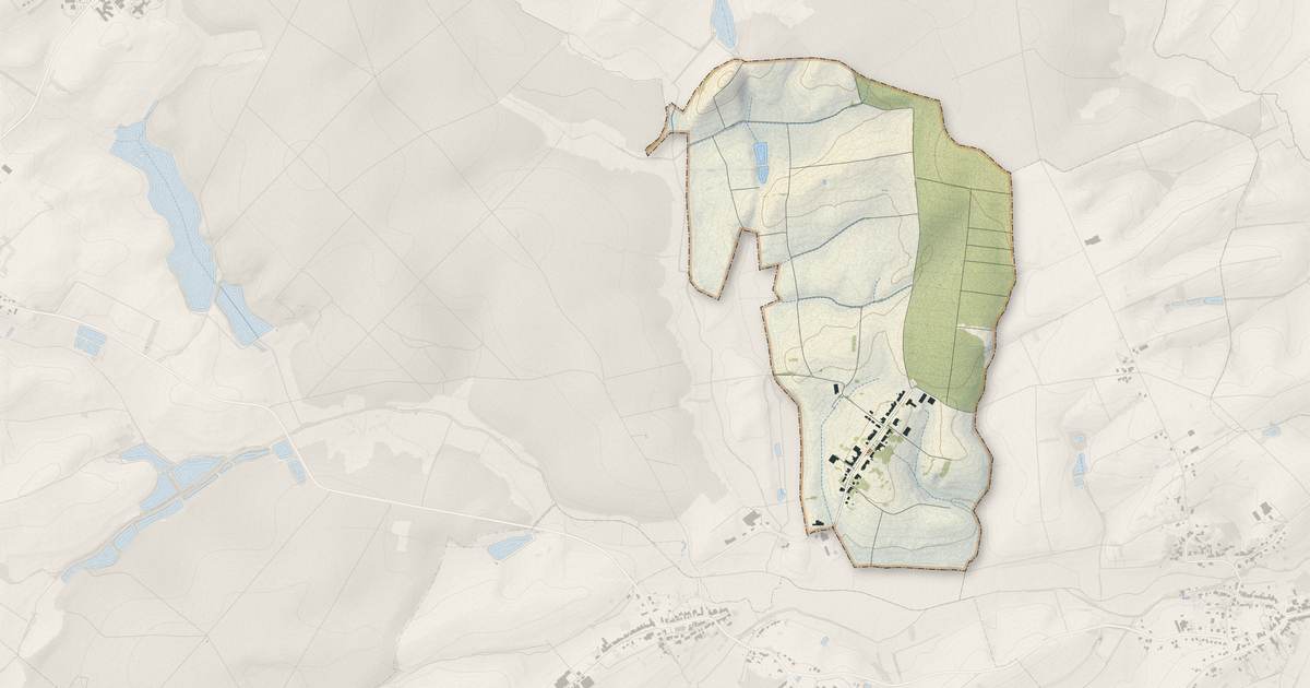 Portrait cartographique de Givrycourt : relief, eau, forêts, bâti et voies, calculés à partir des données de l'IGN