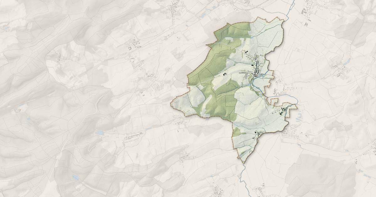 Portrait cartographique de Gomelange : relief, eau, forêts, bâti et voies, calculés à partir des données de l'IGN