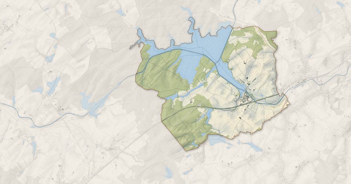 Portrait cartographique de Gondrexange : relief, eau, forêts, bâti et voies, calculés à partir des données de l'IGN