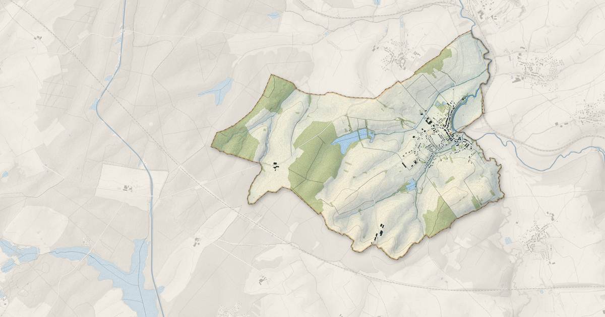 Portrait cartographique de Gosselming : relief, eau, forêts, bâti et voies, calculés à partir des données de l'IGN