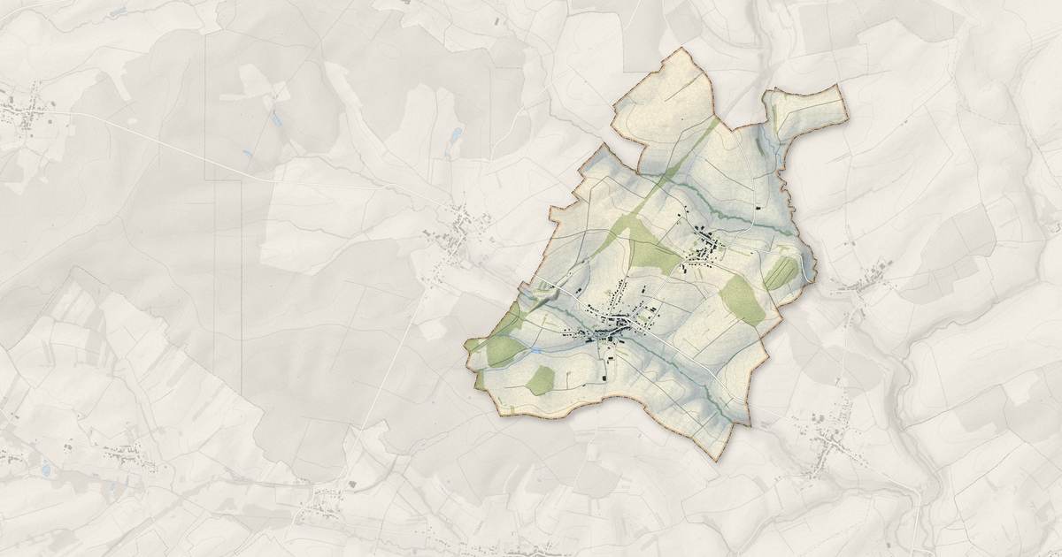 Portrait cartographique de Grindorff-Bizing : relief, eau, forêts, bâti et voies, calculés à partir des données de l'IGN