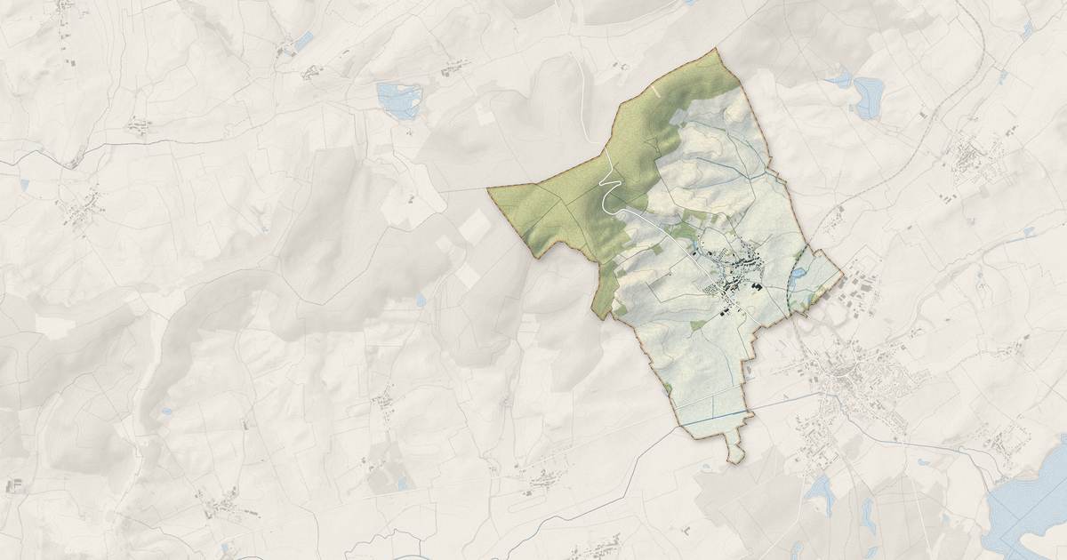 Portrait cartographique de Val-de-Bride : relief, eau, forêts, bâti et voies, calculés à partir des données de l'IGN