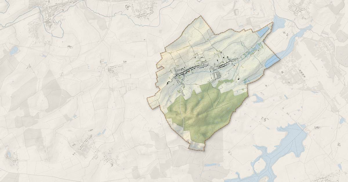 Portrait cartographique de Guessling-Hémering : relief, eau, forêts, bâti et voies, calculés à partir des données de l'IGN