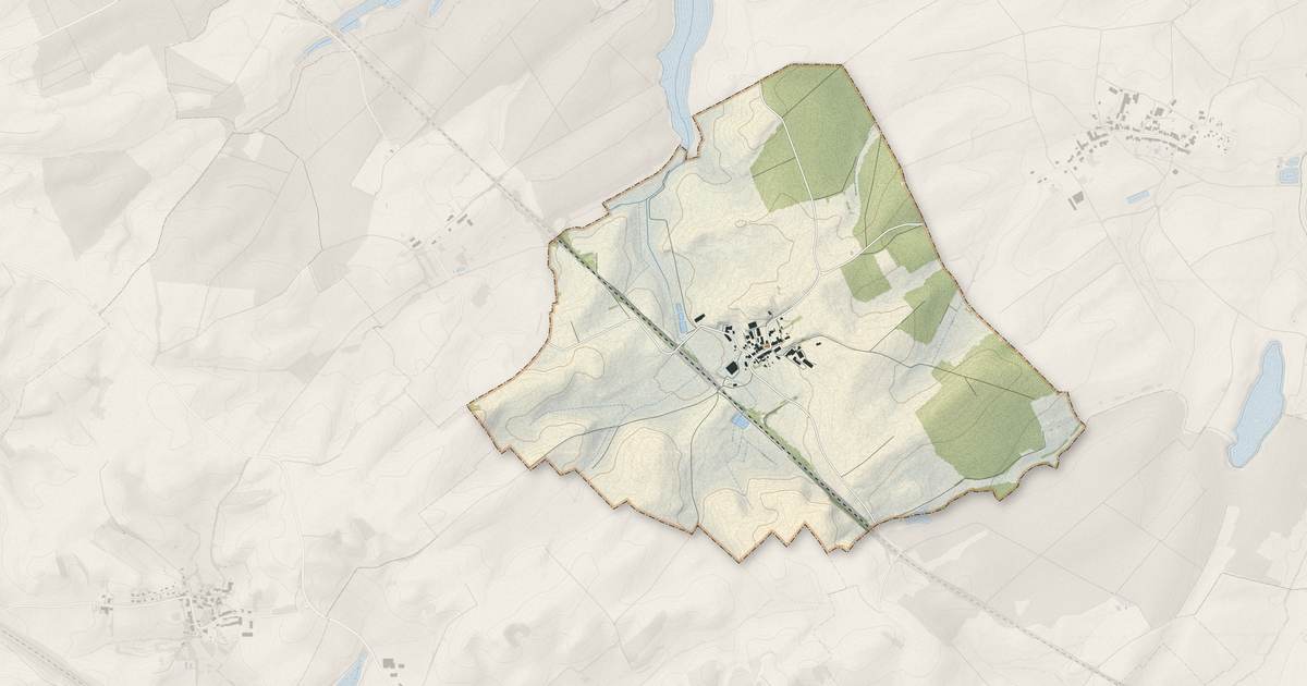 Portrait cartographique de Guinzeling : relief, eau, forêts, bâti et voies, calculés à partir des données de l'IGN