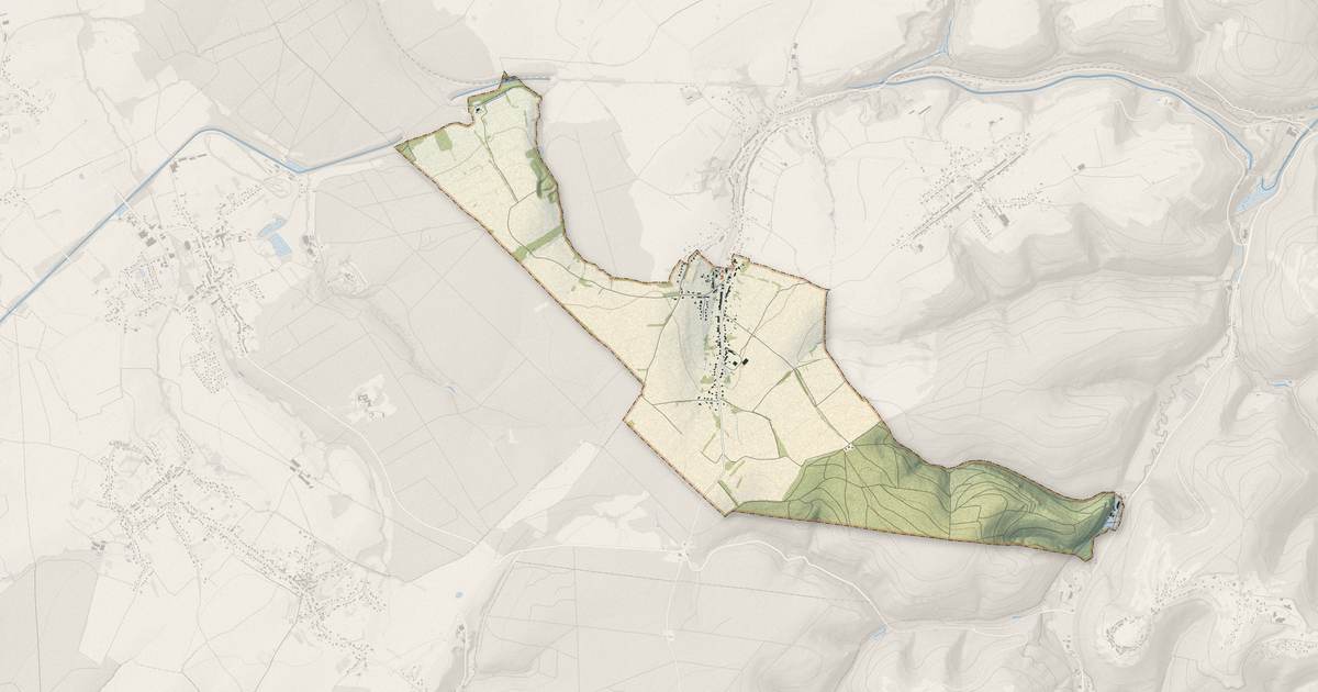 Portrait cartographique de Guntzviller : relief, eau, forêts, bâti et voies, calculés à partir des données de l'IGN