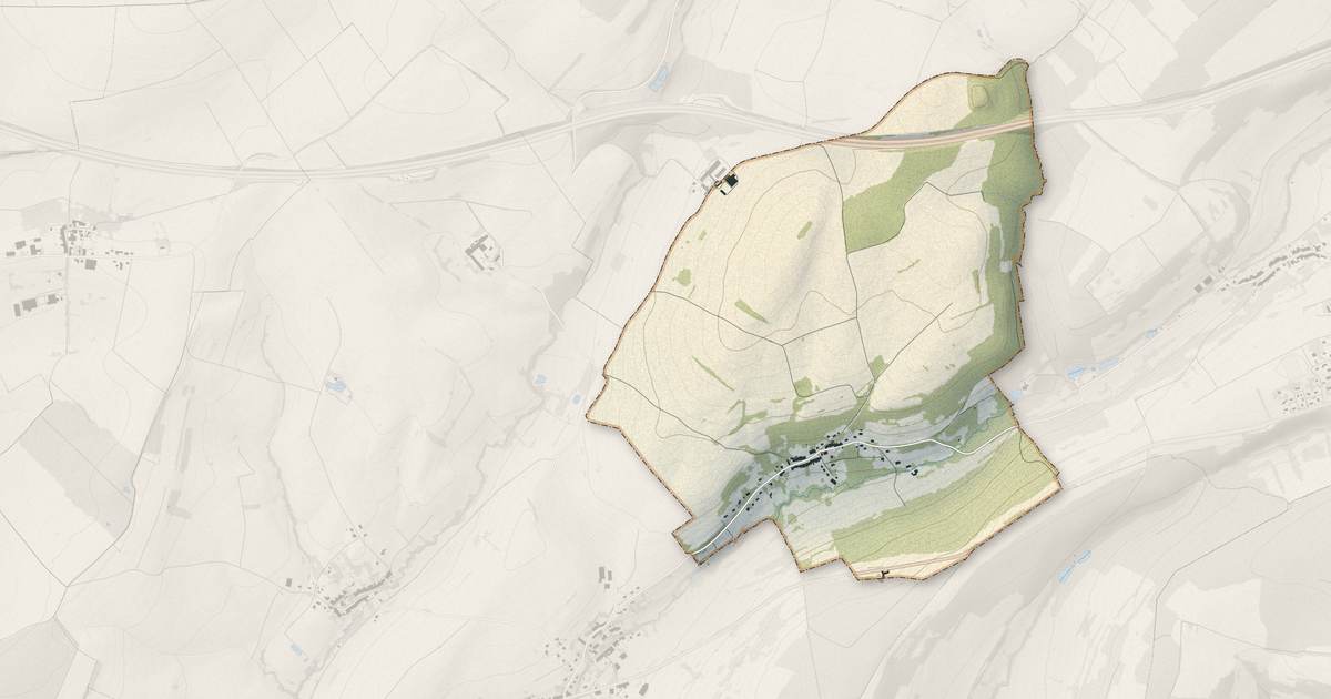 Portrait cartographique de Hallering : relief, eau, forêts, bâti et voies, calculés à partir des données de l'IGN