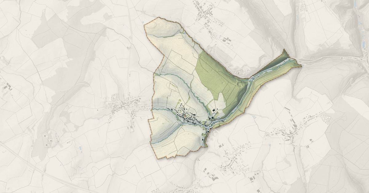 Portrait cartographique de Hangviller : relief, eau, forêts, bâti et voies, calculés à partir des données de l'IGN