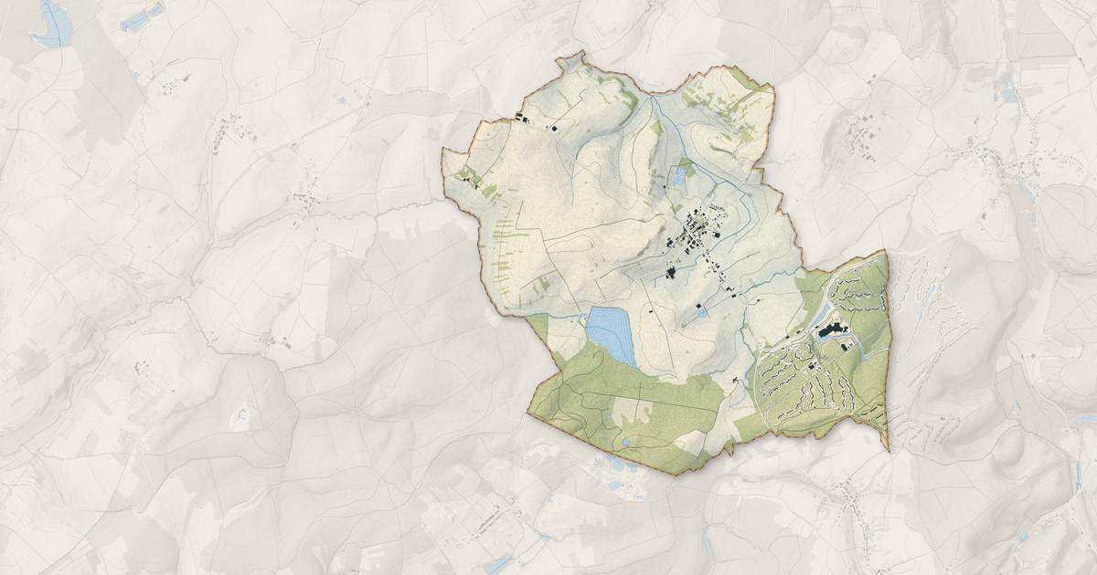 Portrait cartographique de Hattigny : relief, eau, forêts, bâti et voies, calculés à partir des données de l'IGN