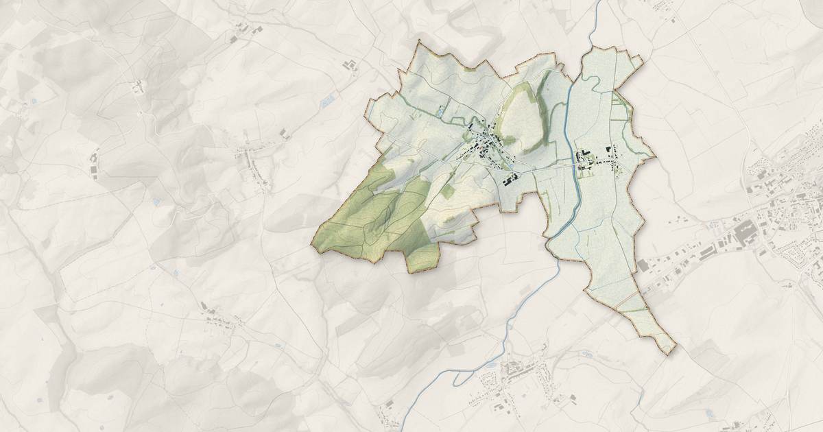 Portrait cartographique de Hinckange : relief, eau, forêts, bâti et voies, calculés à partir des données de l'IGN