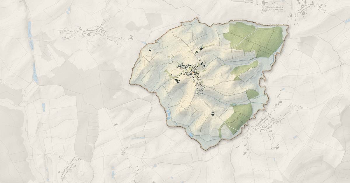 Portrait cartographique de Honskirch : relief, eau, forêts, bâti et voies, calculés à partir des données de l'IGN