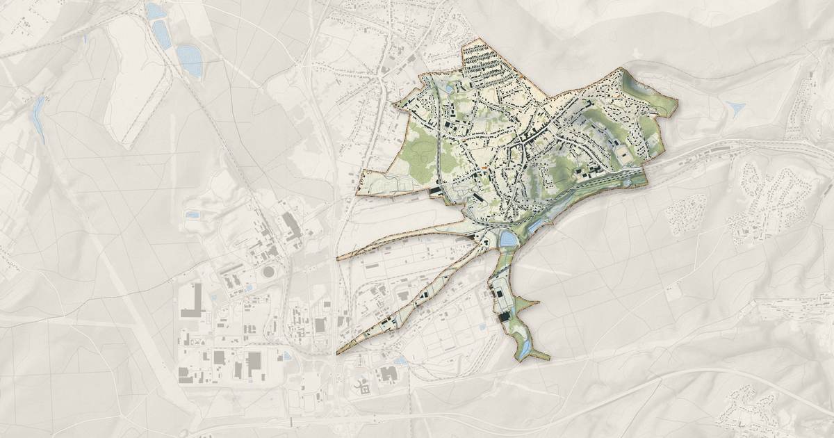 Portrait cartographique de L'Hôpital : relief, eau, forêts, bâti et voies, calculés à partir des données de l'IGN