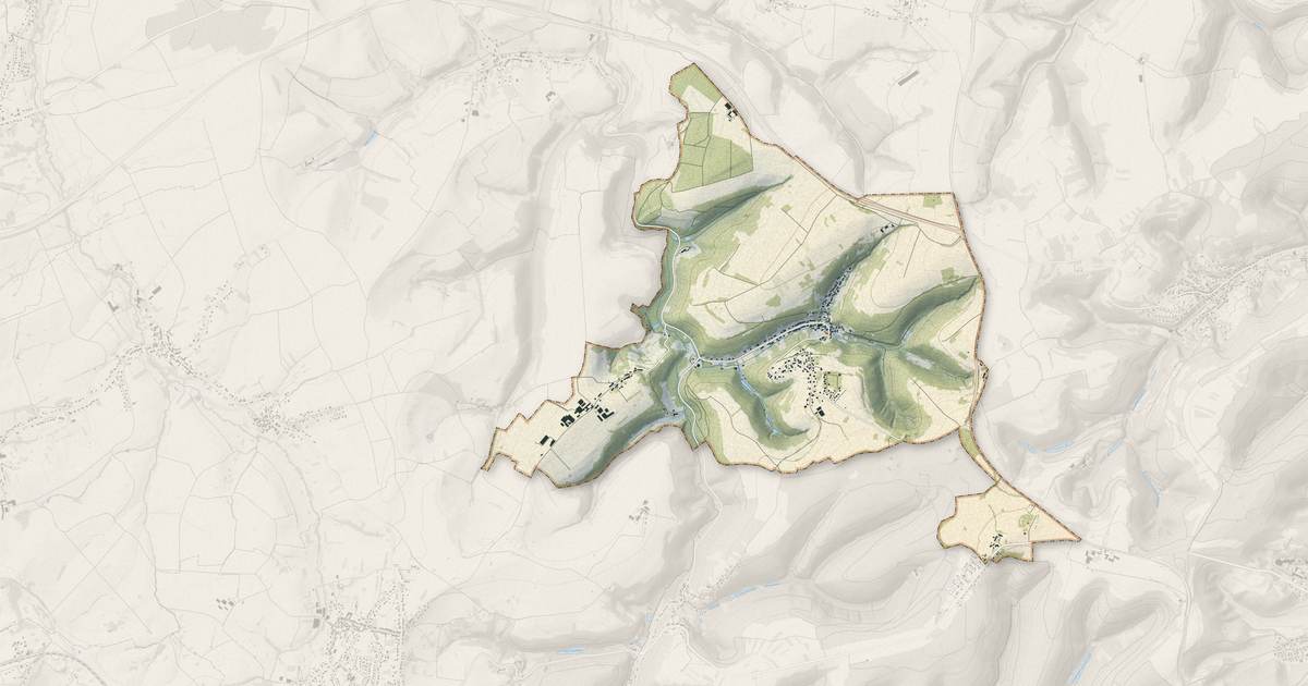 Portrait cartographique de Hottviller : relief, eau, forêts, bâti et voies, calculés à partir des données de l'IGN