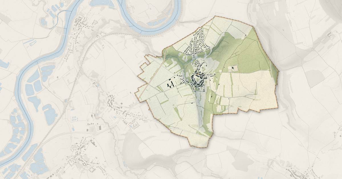 Portrait cartographique de Hunting : relief, eau, forêts, bâti et voies, calculés à partir des données de l'IGN