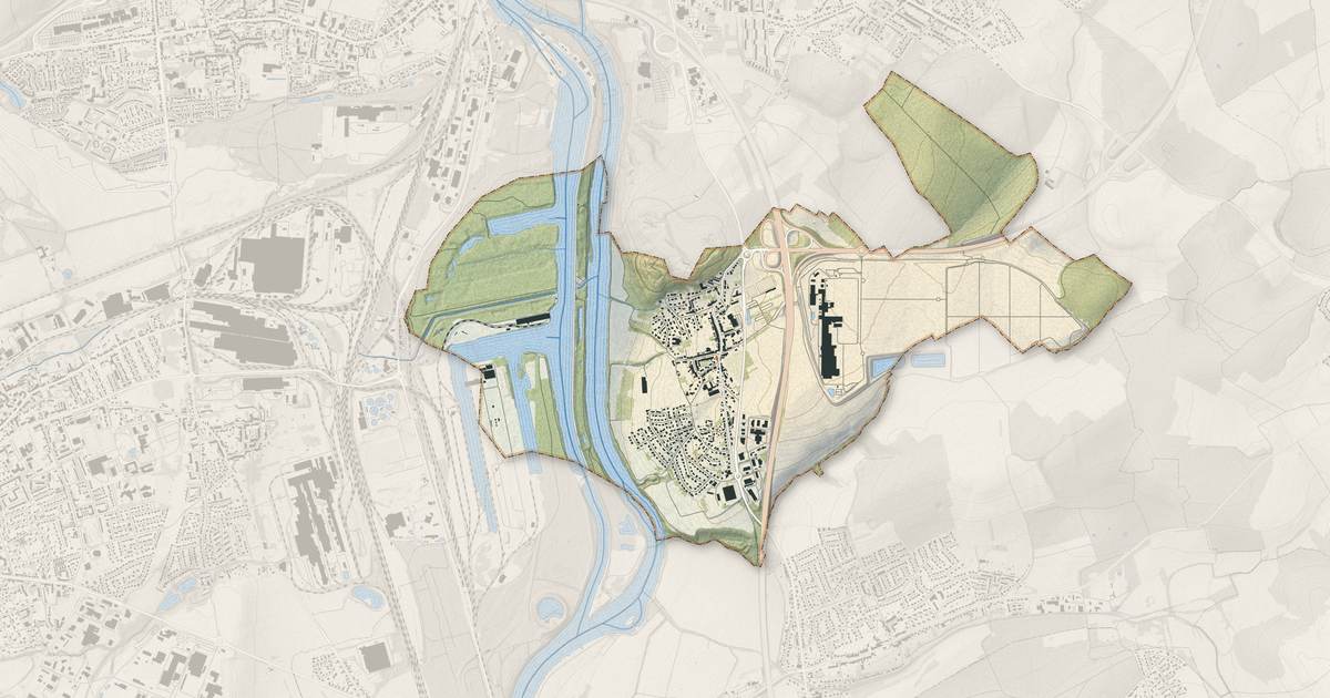 Portrait cartographique de Illange : relief, eau, forêts, bâti et voies, calculés à partir des données de l'IGN